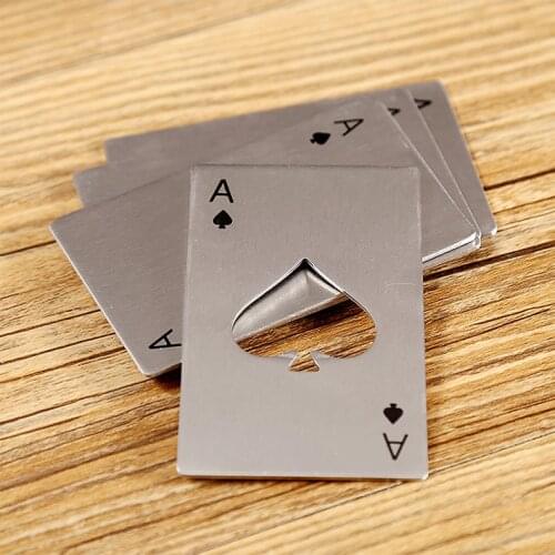 Stainless Steel Poker Playing Card Ace of Spades Bar Tool Soda Beer Bottle Cap Opener Gift Home Decor Compact