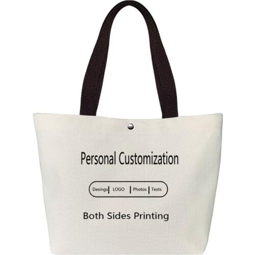 Personal Customizable Women Canvas Handbag Tote Bags DIY Text Photo Designs Custom Travel Shopper Bag Teacher Kids Wedding Gift