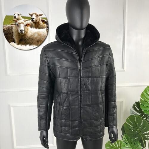 Classic Leather Jacket Men Windproof Fully Sheepskin Lined Coat Warm Fashion Casual Outwear High Quality