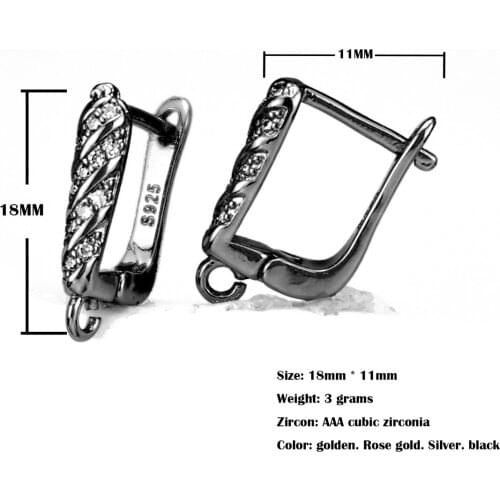 White zircon ear clips DIY earrings jewelry accessories 925 copper gold-plated fashion trend