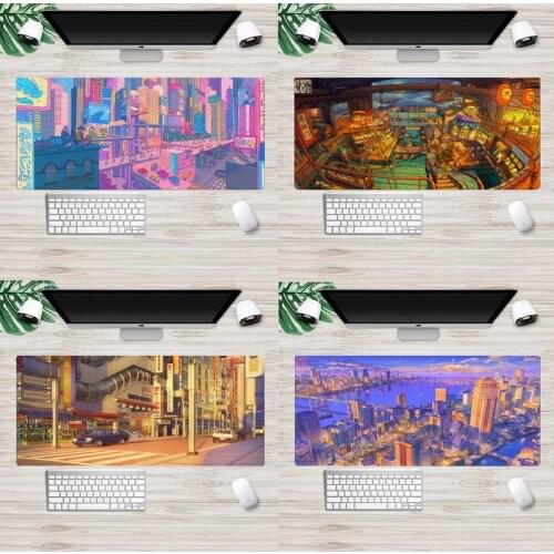 Anime City Scenery Mouse Mat Animation Gaming Mousemat XL Large Gamer Soft Keyboard PC Desk Mat Takuo Computer Tablet Mousepads