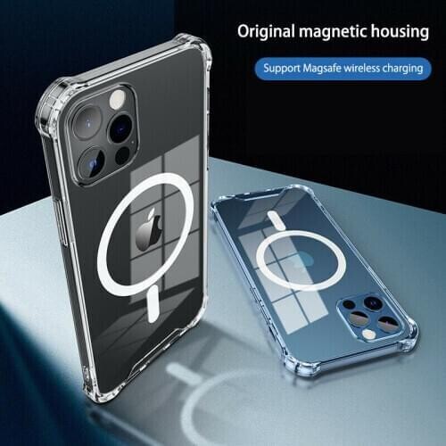 Magnetic Clear Case For iPhone 12 Pro Max Mini Silicone Built-in with Wireless Charging Magnet Cover Case