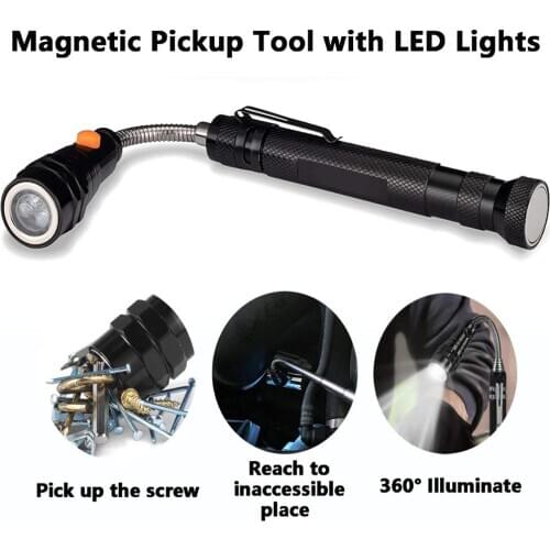 Magnet LED Magnetic Pickup Tool Telescoping Flexible Extensible Led Flashlights Perfect Mechanical Pick-Up Tools Gifts For Men