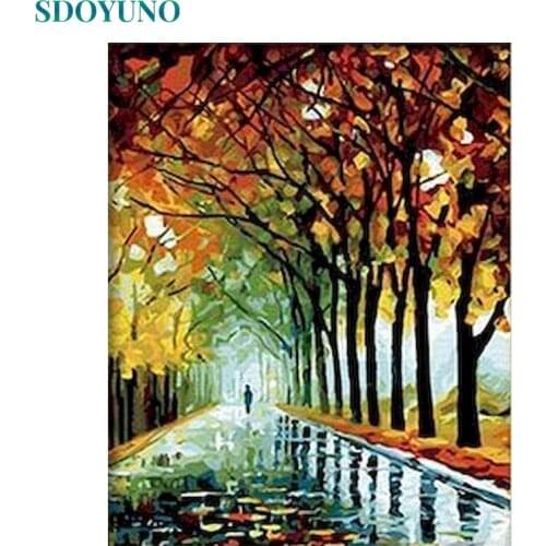 SDOYUNO Oil Paint By Numbers Scenery DIY 60x75cm Painting By Numbers On Canvas Draw Number Frameless Hand Painting Home Decor