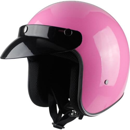 Motorcycle Helmet 3/4 Half Scooter Vintage Casco Moto Open Face Retro MTB Capacete Vespa Enduro Downhill Mopeds Pink Casque