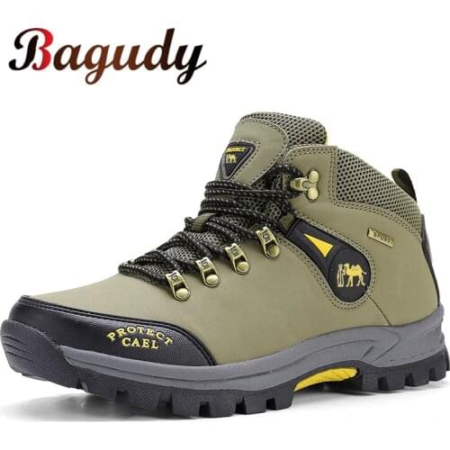 Big Size Spring Leather Mens Shoes Lace-up Man Outdoor Casual Shoes Thick Bottom Stitch Non-slip Male Shoes Hiking Work Shoes