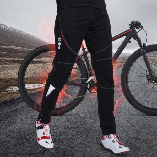 Santic Men Bicycle Cycling Pants Winter Outdoor Sports Mtb Cycling Running Bike Pants Downhill Fleece Thermal Reflective Pants