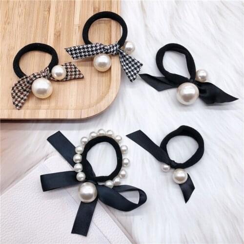 2021 New Girl Headdress Hair Ring Simple Knotted Lattice Round Bead Rubber Band Hair Ties for Women Fashion Hair Accessories