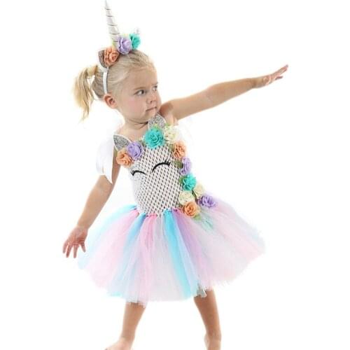 New Flowers Unicorn Dresses For Baby Tutu Christmas Party Princess Girls Dress Children Easter Carnival Costume Infants Vestidos