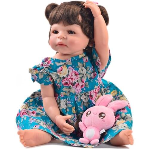 Adorable 55 cm Full Silicone Reborn Baby Dolls Lifelike Newborn Baby Girl 22Inch Fashion Baby Doll Toys For Kids Birthday Gifts