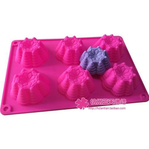 Wholesale/retail,free shipping,1 PCS 6 hole castle Cake mold mould silicone mold Silicone mold