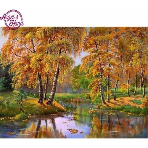 Autumn landscape Diamond Embroidery Diy Diamond Pattern Full Square Russia Landscape Bead Work Decorative Modern Crafts