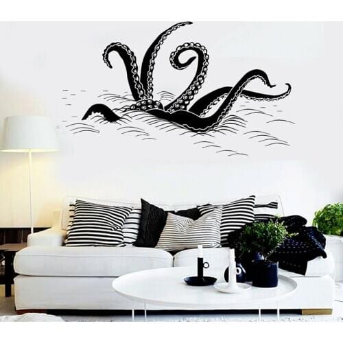 Octopus Tentacles Wall Decal Wave Ocean Animals Vinyl Window Stickers Seafood Restaurant Bathroom Interior Decor Wallpaper E627
