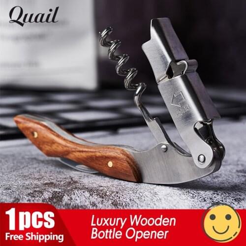 Quail 1Pcs Fashion luxury corkscrew Wooden Handle Multifunctional Wine bottle opener Wine Corkscrew Bar opener