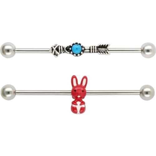 JHJT 14G Industrial Barbell 316L Stainless Steel Industrial Barbell Fashion Earring Industrial Piercing Body Jewelry 38mm