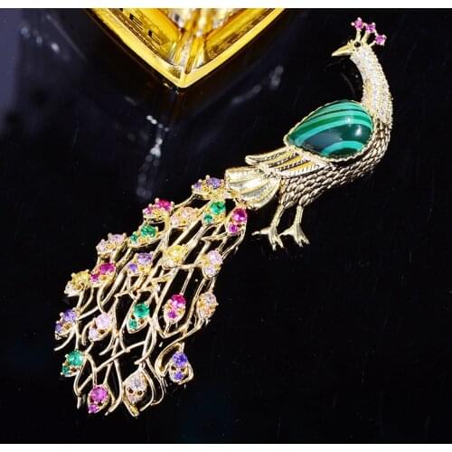 Multicolor Malachite Pin for Women Elegant Jewelry 2021 Vintage Brooch Clothes Scarf Buckle Garment Accessories Fashion Jewelrys
