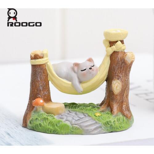 Roogo Afternoon Nap Animal Figurine Home Decoration Accessories Resin Decor Gift For Children Friends Family Desktop Ornament