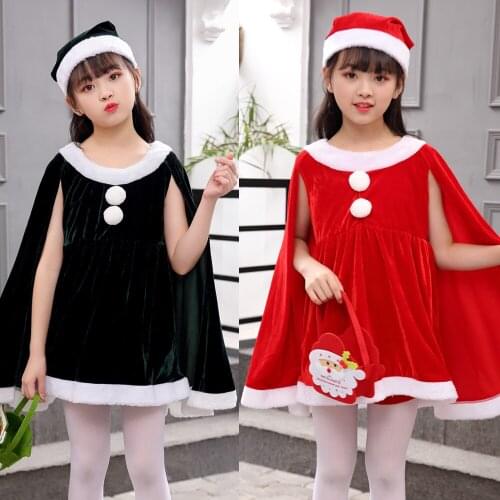3-13Years Christmas Costume Boys Girls Santa Claus Red Dress With Shorts Cloak Cosplay Kids Children Clothing Girls Clothes