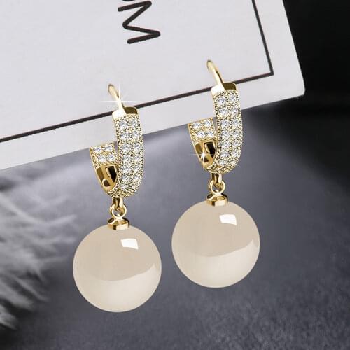 Real 14K Gold 8 10 12 14 Mm Pearl Earring Females Orecchini Aros Mujer Oreja Silver 925 Pearl Jewelry Drop Earrings Box Women