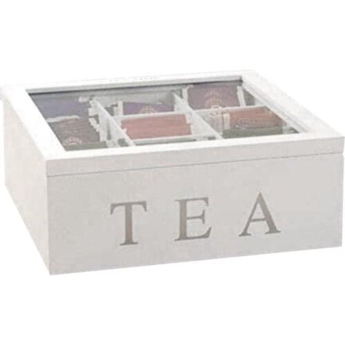 Jewelry Portable Decorative Wood 9 Compartments Storage Box With Visible Lid For Daily Used White Female Cosmetic Storage Box