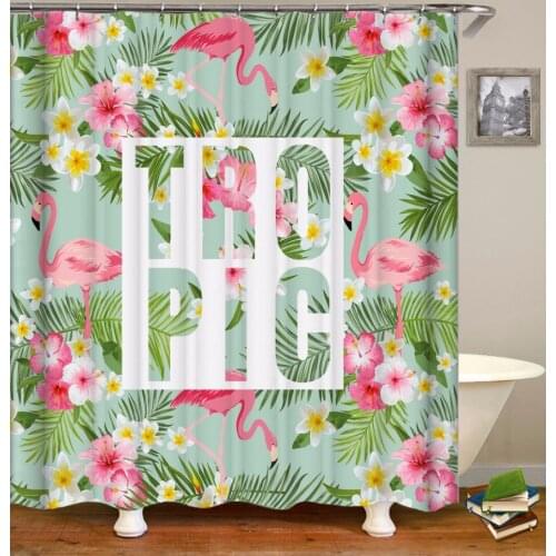 OLOEY Chic Flamingo Shower Curtain 3D Print Shower Curtain Waterproof Polyester Curtains for Bathroom Bath Screens