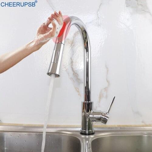 Kitchen Touch Faucet Sink Smart Sensor Tap SUS304 Stainless Steel Black Grifo One Hole Single Handle Keukenkraan Deck Mounted