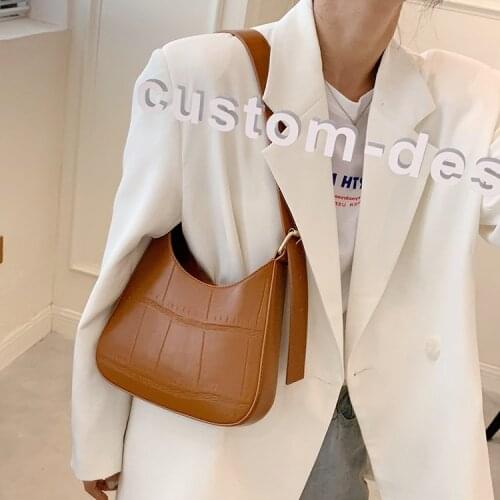 Plaid Pure Color Simple Underarm Shoulder Bags Vintage PU Leather Small Handbags Ladies Casual Crossbody Bags 2021 New Design
