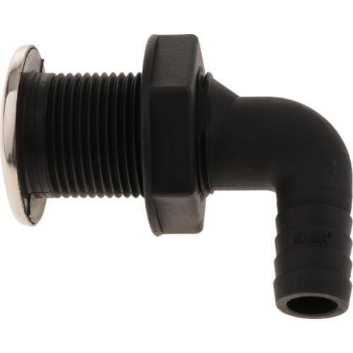 Universal Plastic Thru Hull Hose Fitting with Stainless Rim Boat Accessories Marine 23mm Black