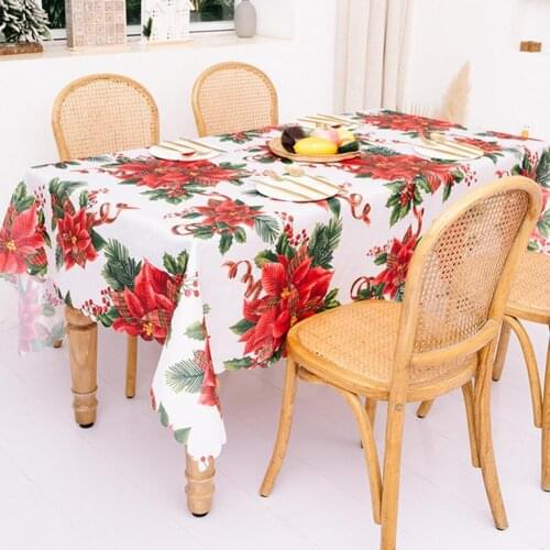 Breathable Reliable Rectangle Dustproof Table Cover Lightweight Christmas Tablecloth Wear-resistant for Hotel