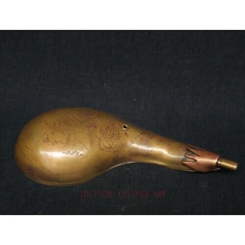 YIZHU CULTUER ART Collect Old China Copper Carving Buddha Boy Calligraphy Drop Water Use Ink Pen