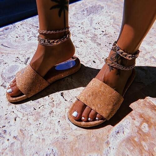 YC-UPGO Simple Vintage New Beaded Beach Foot Jewelry Fashion Style Anklets For Women Boho Gold Chain Metal Rope Chains Anklet