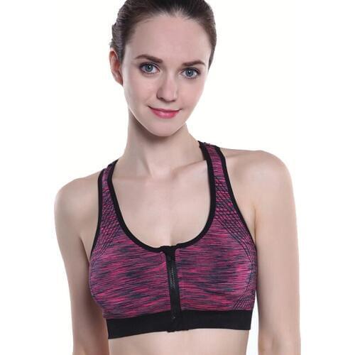 CKAHSBI Yoga Bras Women Fitness Bra Sports Bra Front Zipper No Steel Ring Anti Sweat Top Gym Underwear Stretch Athletic Up XL
