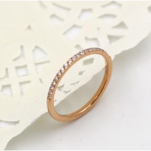 1.5mm Top Quality Gold Concise Classical CZ Wedding Ring Rose Gold Color Austrian Crystals Wholesale KK013