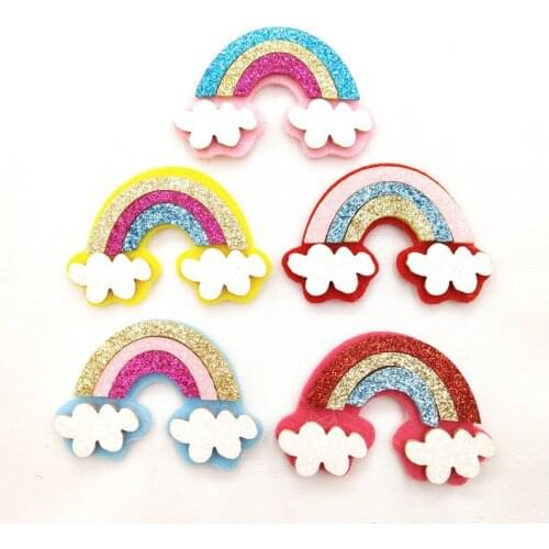 10PCS/Lot 5*3.5cm rainbow Shape Merry Christmas Padded Applique Crafts for Children Headwear Hair clip Accessorie