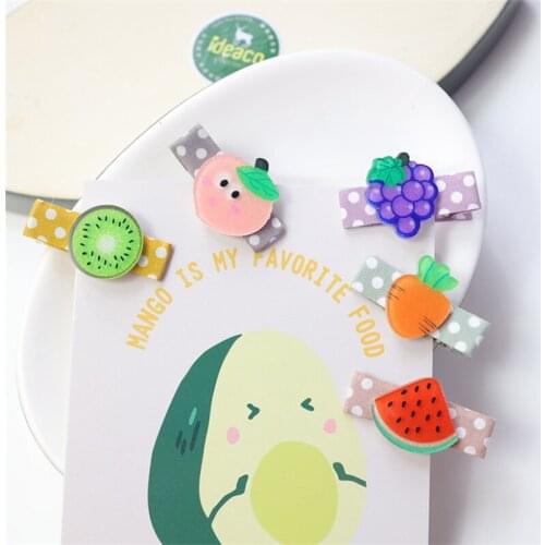10pcs/lot New Arrivals Kids Hair Accessories Headwear Watermelon Pineapple Fruit Hairpins Cartoon Carrot Hair Clip for Girls