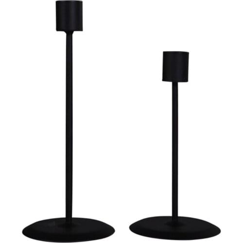 2 Pcs Black Metal Retro Candle Holders Romantic Candlelight Dinner Living Room