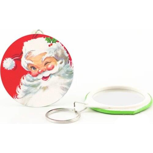 30pcs Personalized Christmas Favors keychain with mirror custom LOGO birthday Gala party Gifts For Guests Souvenirs