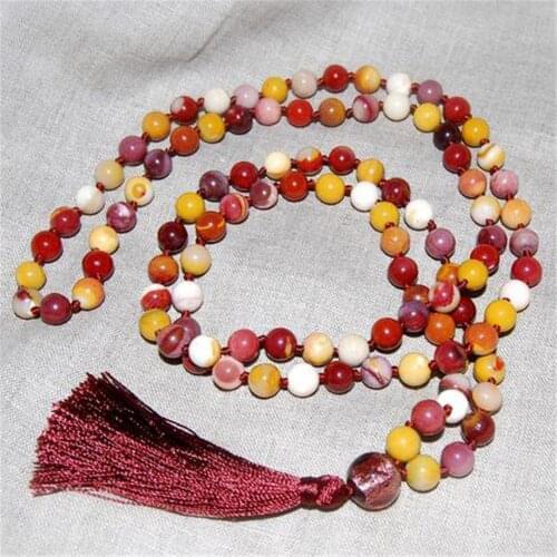 6mm Mookaite Jasper Gemstone 108 Beads Tassel Mala Necklace Yoga Accessories Buddhism Mala Meditation Reiki Classic