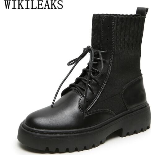 Ankle Boots for Women Ladies Shoes Fashion Snow Boots Women Platform Shoes Leather Boots Women Motorcycle Shoes Plus Size 42 43