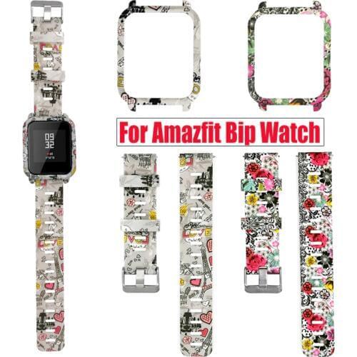 2in1 Bracelet For Amazfit Bip Strap Silicone Watch Band + Watch Case Protector Frame for Huami Amazfit Bip lite Case Accessories