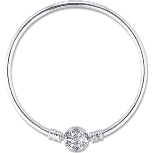 Moments Bangles with Unique Snowflake 100% 925 Sterling Silver Jewelry Free Shipping