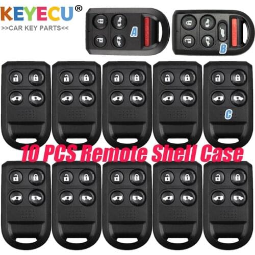 KEYECU 10PCS Remote Car Key Shell Fob For Honda Odyssey 2005-2010 4 Button Car Remote Key Fob Case Car-styling