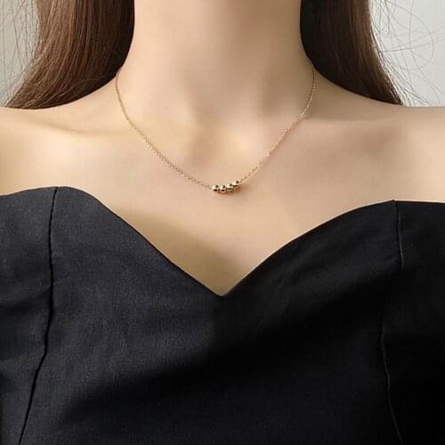 Vogallery Gold Color Chains For Women Fashion Silver Color Metal Beads Necklaces Everyday Simple Jewelry Neck OL Accessories