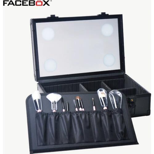 Women Men Beauty Travel Lighted Makeup Suitcase Make Up Organizer Box Case for Cosmetics