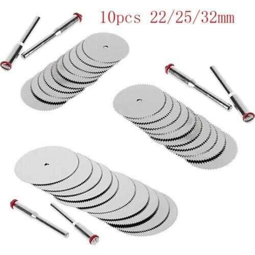 10 x 22/25/32mm Wood Saw Blade Disc + 2 x Rod Dremel Rotary Cutting Tool
