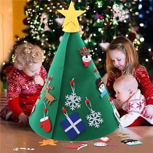 Kids DIY Felt Artificial Christmas Tree New Year Kids Gifts Toys Ornaments Hanging Christmas Tree Home Decorations Xmas