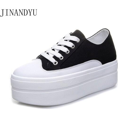 Canvas Women Platform Shoes Casuales Leopard Print Black and White Sneakers for Women Trainers Vulcanize Shoes Platforms Sneaker