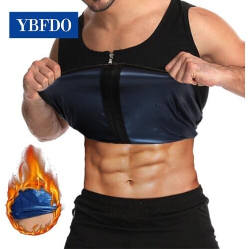 YBFDO 2021 New Men Sweat Zipper Vest Sauna Body Shapewear Waist Trainer Belt Slimming Hot Thermo Pants Fitness Workout Suits