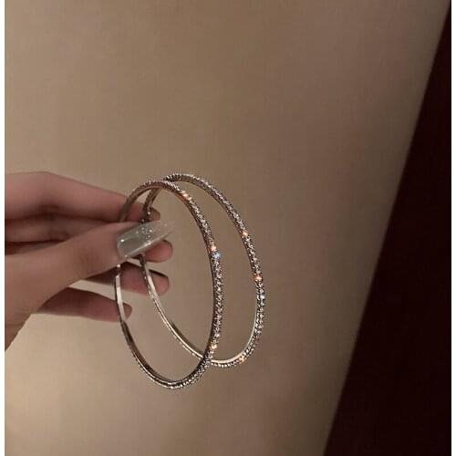 Exaggerated Large Small Hoops Earrings With Shiny Rhinestone Crystal Punk Hiphop Earring for Women Charm Party Jewelry Brincos