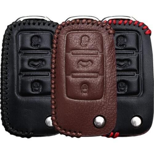 KUKAKEY Genuine Leather Car Key Case Cover For Skoda Octavia 2 3 A7 Rapid Fabia Superb Kodiaq Karoq Citigo Yeti Key Holder Shell